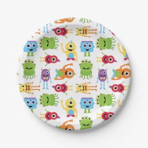 Niedliches kleines Monster-Muster Pappteller
