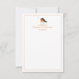 Niedliches Kleines Orange Robin Elegante Personali Mitteilungskarte