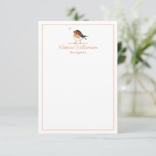 Niedliches Kleines Orange Robin Elegante Personali Mitteilungskarte