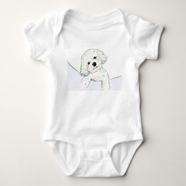 Niedliches kleines Poodal in der Tasche Baby Strampler (Vorderseite)