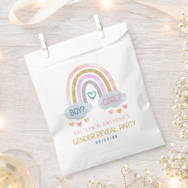 Niedliches kleines Rainbow-Gender-Party Geschenktütchen (Ausgeschnitten)