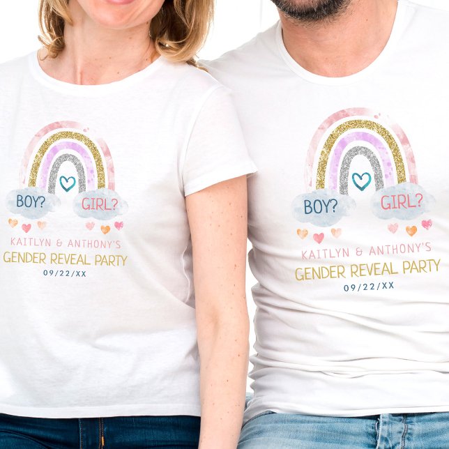 Niedliches kleines Rainbow-Gender-Party T-Shirt (Von Creator hochgeladen)