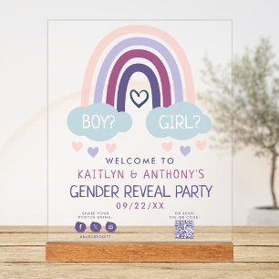 Niedliches kleines Rainbow-Gender-Party Willkommen Acrylschild