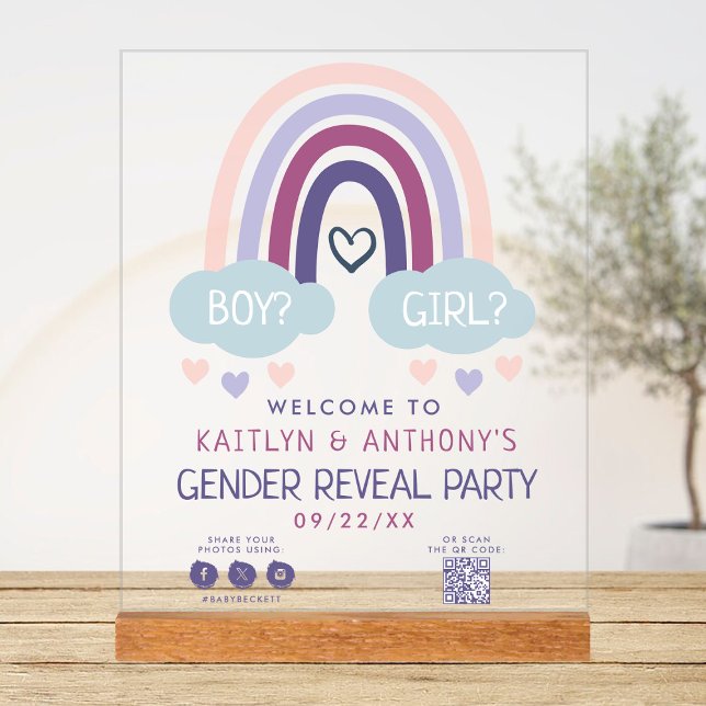 Niedliches kleines Rainbow-Gender-Party Willkommen Acrylschild (Von Creator hochgeladen)