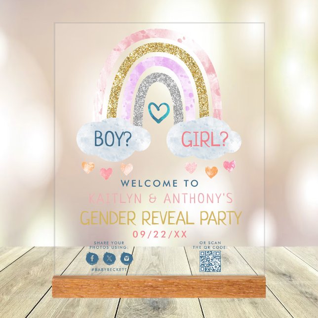 Niedliches kleines Rainbow-Gender-Party Willkommen Acrylschild (Von Creator hochgeladen)