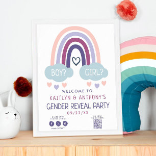 Niedliches kleines Rainbow-Gender-Party Willkommen Poster