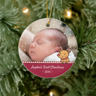 Niedliches Kleines Rentier Baby's First Christmas  Keramik Ornament