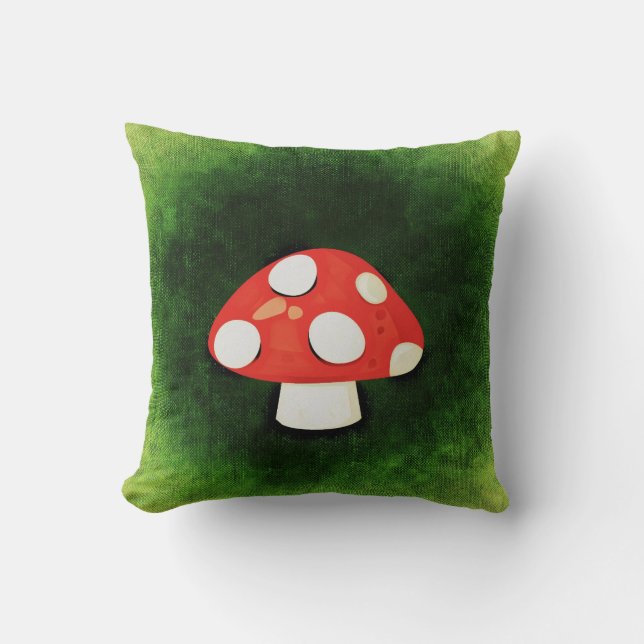 Niedliches kleines Rotes Pilz Kissen (Vorderseite)