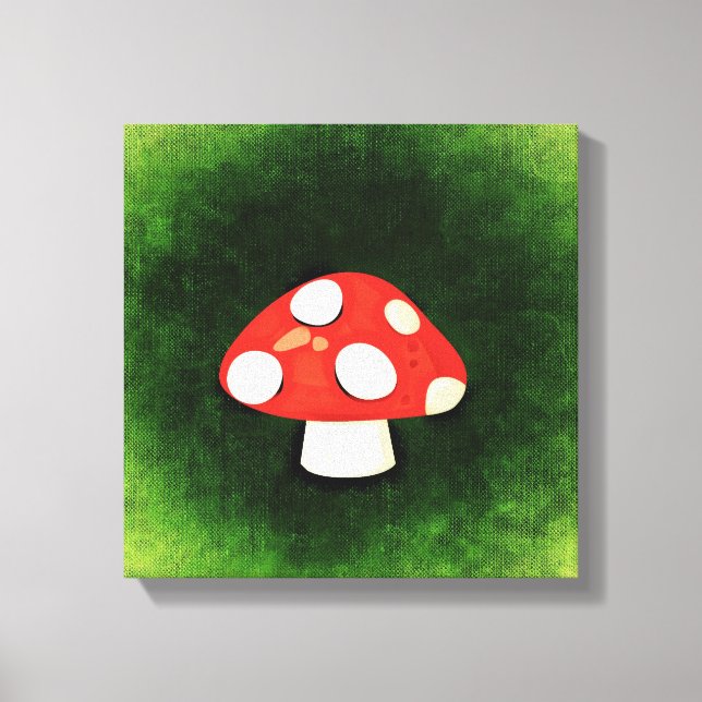 Niedliches kleines Rotes Pilz Leinwanddruck (Vorderseite)