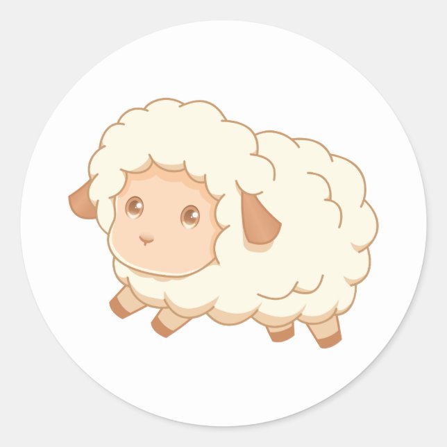 Niedliches kleines Schaf Runder Aufkleber (Vorderseite)