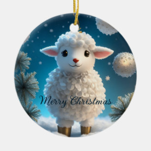 Niedliches kleines SchafLamm religiöse Weihnachten Keramik Ornament