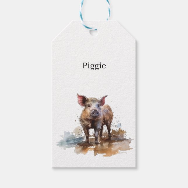 Niedliches kleines Schwein, anpassbar Geschenkanhänger (Vorderseite)