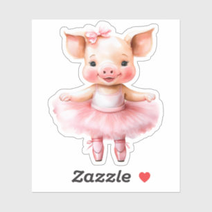 Niedliches kleines Schweineballballerina-Tanzballe Aufkleber