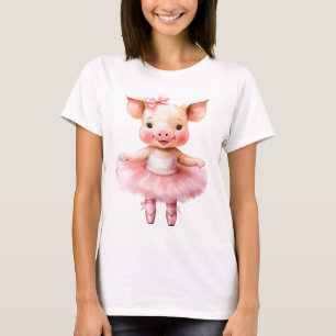 Niedliches kleines Schweineballballerina-Tanzballe T-Shirt