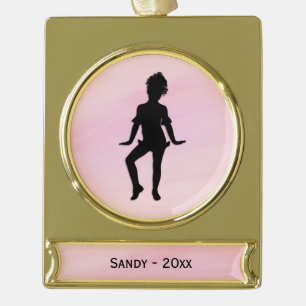 Niedliches kleines Tanzjahr Banner-Ornament Gold