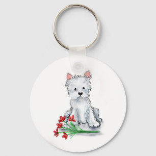 Niedliches kleines westie Terrier-Hundillustratio Schlüsselanhänger