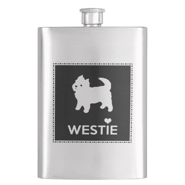 Niedliches kleines Westie - Westhochland-Terrier Flachmann (Vorderseite)