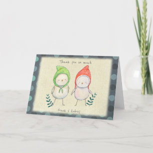 Niedliches kleines whimsical Bird Couple benutzerd Dankeskarte