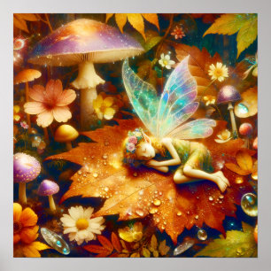 Niedliches kleines Whimsical Fairy Schlafen Poster