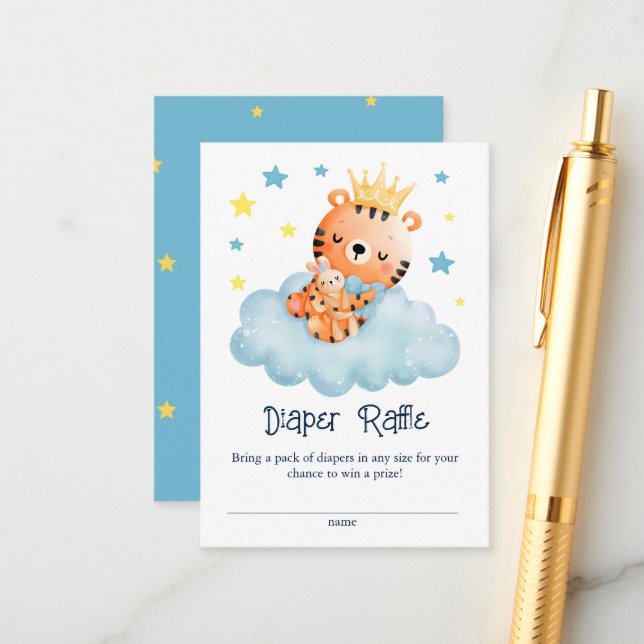Niedliches Kleiniges Tiger Baby Dusche Windelwanne Begleitkarte (Vorderseite/Rückseite Beispiel)