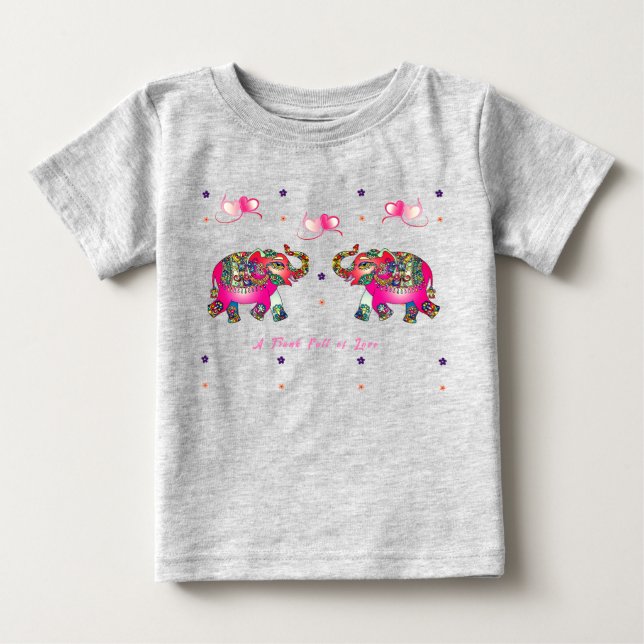 Niedliches Kleinkind Künstlerisch Elefant Baby T-shirt (Vorderseite)