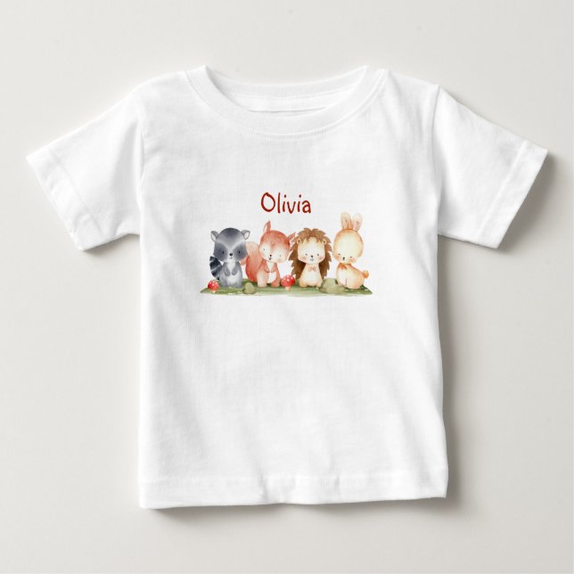 Niedliches Kleintierfutter Individuelle Name Baby T-shirt (Vorderseite)