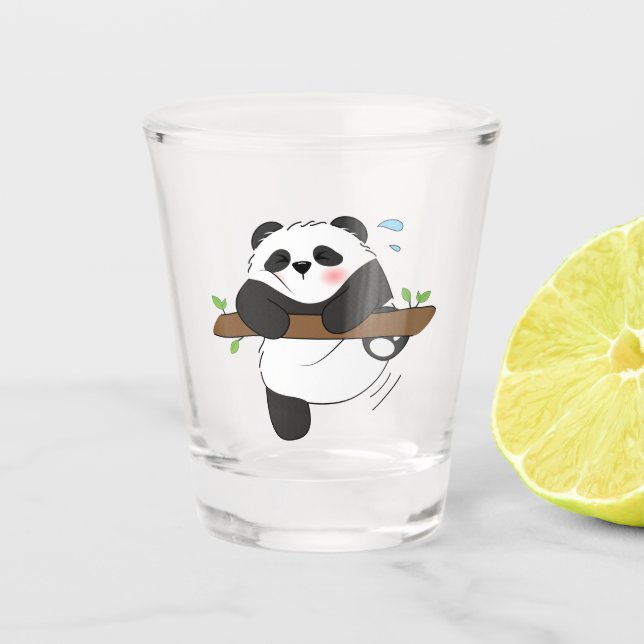 Niedliches Kletterpanda - Doppelseitige Vorderseit Schnapsglas (Vorderseite)