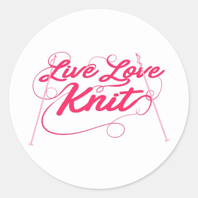 Niedliches Knittern Live-Liebe Strick Zitat Neuhei Runder Aufkleber (Vorderseite)