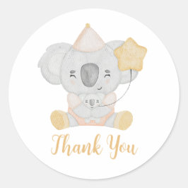 Niedliches Koala Baby Dusche Party Vielen Dank Runder Aufkleber