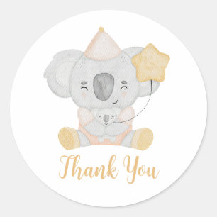 Niedliches Koala Baby Dusche Party Vielen Dank Runder Aufkleber