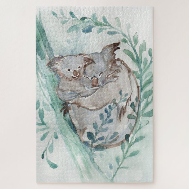 Niedliches Koala & Baby Watercolor Neutrales Kinde (Vertikal)