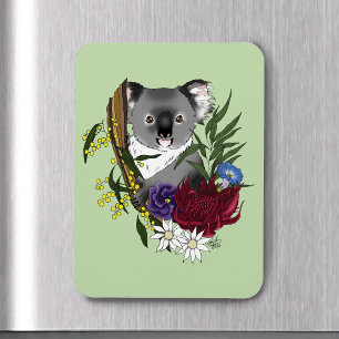 Niedliches Koala-Bär Grün Australische Tierwelt Fl Magnet