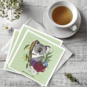 Niedliches Koala-Bär Grün Australische Tierwelt Fl Serviette