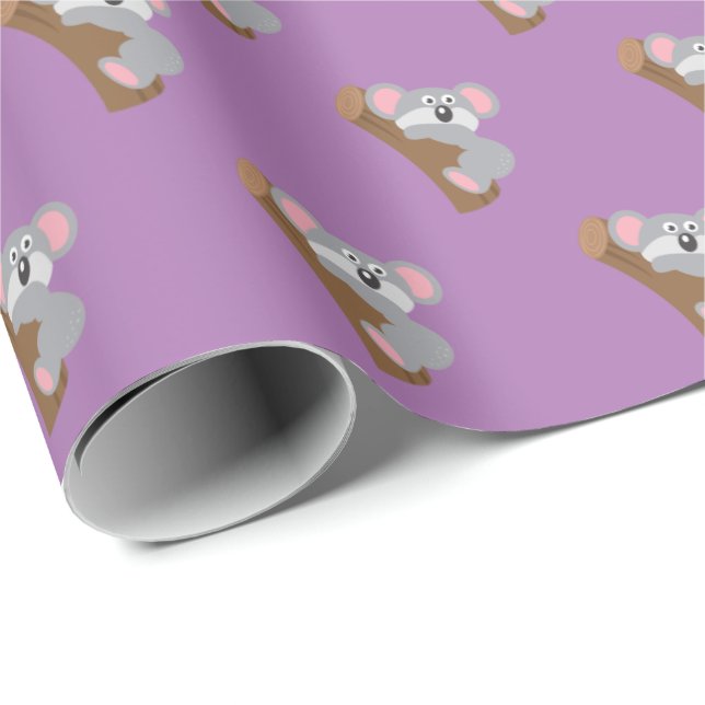 Niedliches Koala Bär Lila Geschenkpapier (Rolleneckpunkt)