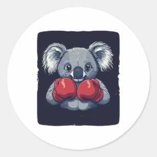 Niedliches Koala-Bär mit ernsthaften Boxfähigkeite Runder Aufkleber