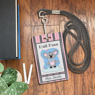 Niedliches Koala Bären Rosa und Grau Hall Pass Abz Ausweis