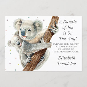 Niedliches Koala-Bärenpaket mit Joy-Baby-Dusche Einladung