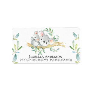 Niedliches Koala Bear Baby-Duschbad-Etikett Adressaufkleber
