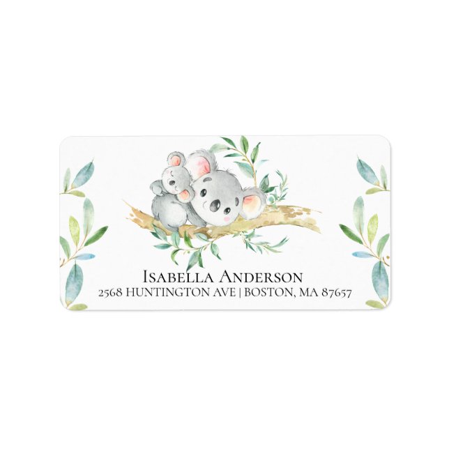 Niedliches Koala Bear Baby-Duschbad-Etikett Adressaufkleber (Vorne)