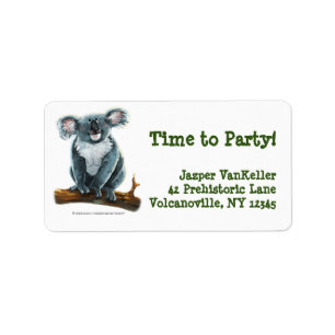 Niedliches Koala Bear Party Center Adressaufkleber