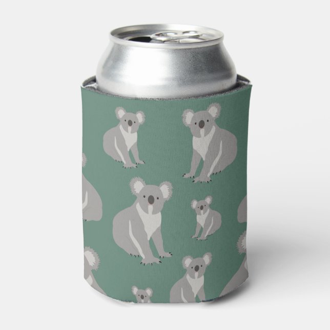 Niedliches Koala Eukalyptus Grünes Muster Dosenkühler (Kanne Vorderseite)