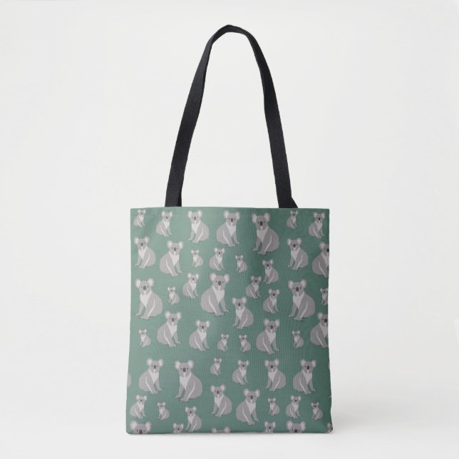 Niedliches Koala Eukalyptus Grünes Muster Tasche (Vorderseite)