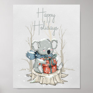 Niedliches Koala Happy Holidays Poster Paper