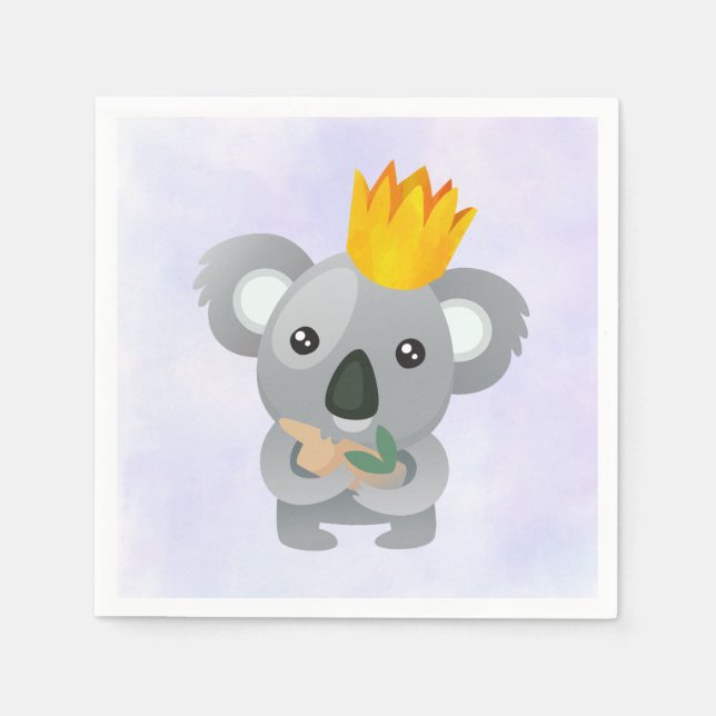 Niedliches Koala in einer goldenen Krone Serviette (Vorderseite)