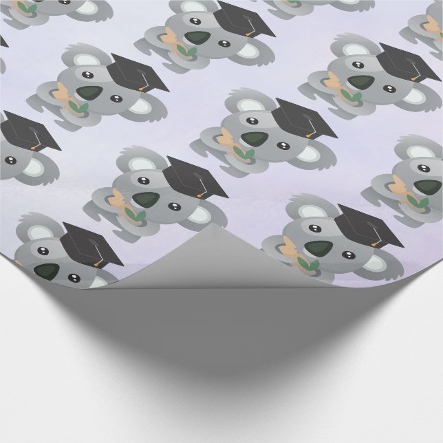 Niedliches Koala in einer schwarzen Graduierungshü Geschenkpapier (Ecke)