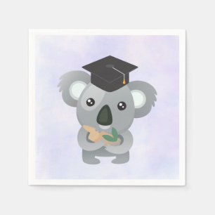 Niedliches Koala in einer schwarzen Graduierungshü Serviette