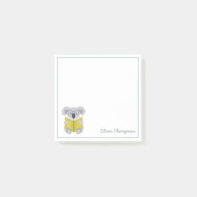 Niedliches Koala-Lesegerät für Tierkinder Schreibp Post-it Klebezettel (Vorderseite)