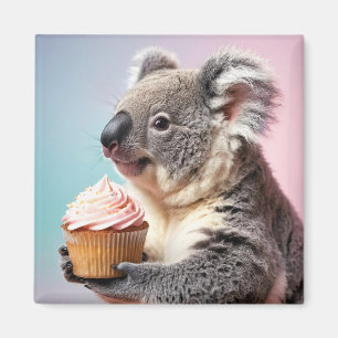 Niedliches Koala mit Cupcake Pastell Gradient Magnet