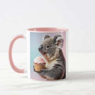 Niedliches Koala mit Cupcake Pastell Gradient Tasse