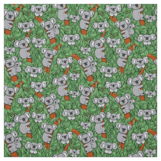 Niedliches Koala-Muster Grün Stoff (Muster)